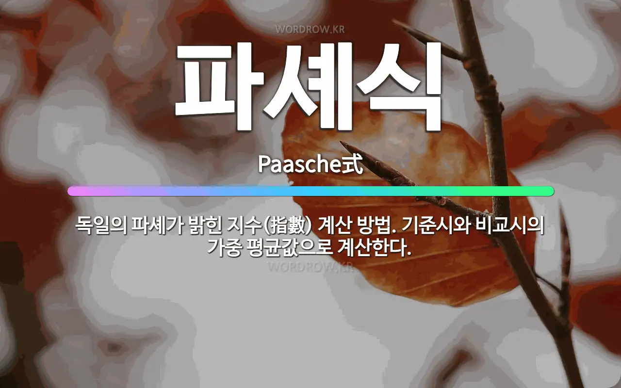 🌟파셰식: 독일의 파셰가 밝힌 지수(指數) 계산 방법. 기준시와 비교시의 가중 평균값으로 계산한다. - 표준국어대사전